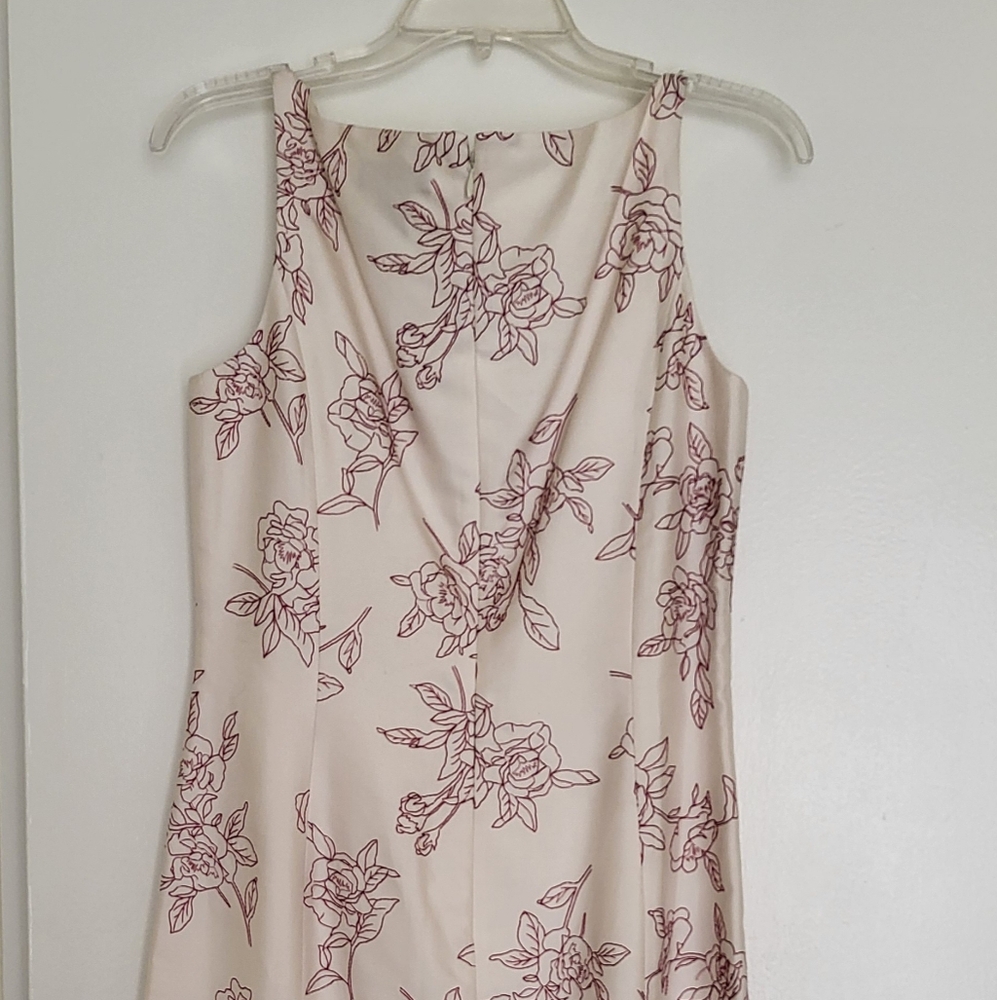 Ann Taylor dress Womens 6 Cream Red Stitched Flowers Sleeveless - Picture 2 of 16